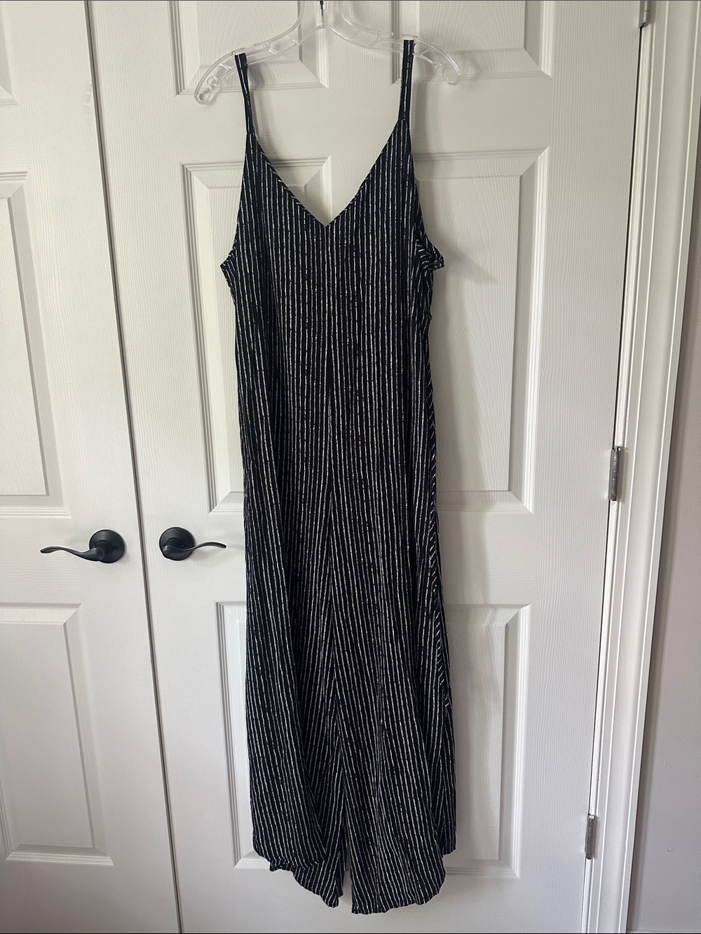 Black Striped V-Neck jumpsuit